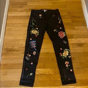 Alice + Olivia Embroidered Floral Narrow Leg